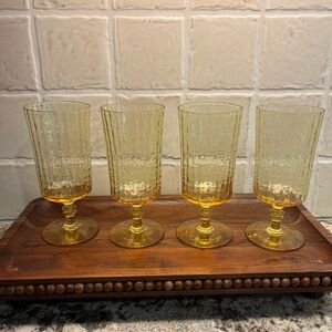 Vintage Lenox yellow amber tall glasses set of four